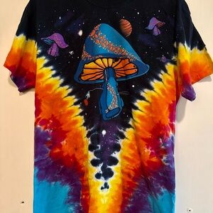 Liquid Blue Tie-Dye Tee, Mushroom Galaxy Graphic